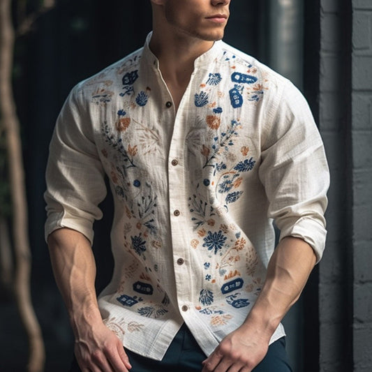 Chemise Longue à Rayures pour Homme – Style Décontracté en Lin de Bambou