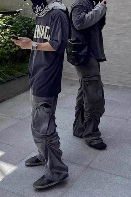 Pantalon droit à volants et coutures doubles pour homme - Droxev