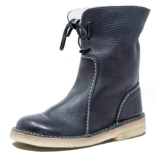 Bottes Martin confortables à semelle plate pour femmes, bottes basses polyvalentes - Droxev