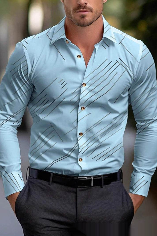 Chemise à Rayures Obliques pour Homme – Grande Taille Décontractée - Droxev