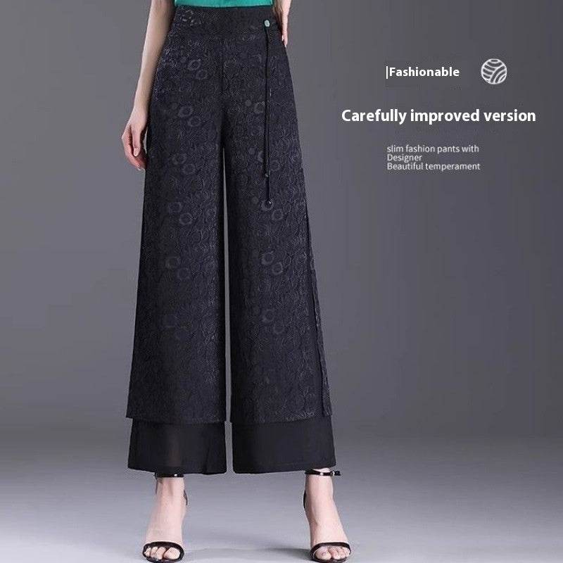 Pantalon fendu fin taille haute ample - Droxev