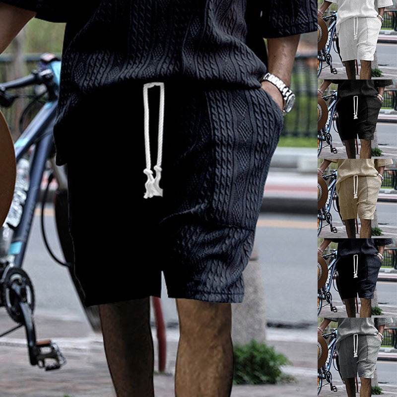 Short jacquard décontracté multi-poches pour le sport, droit et large, style printemps-été - Droxev