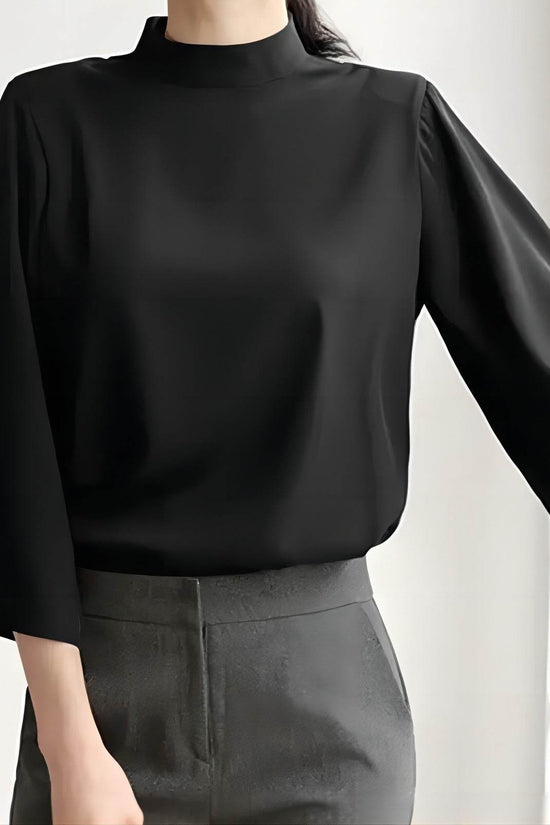 Chemise décontractée à col montant et manches bouffantes - Droxev