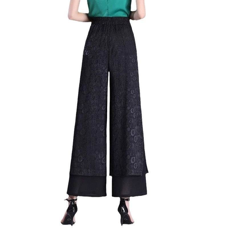 Pantalon fendu fin taille haute ample - Droxev
