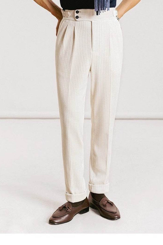 Pantalon de costume en velours côtelé pour homme, coupe droite, pour l'automne - Droxev