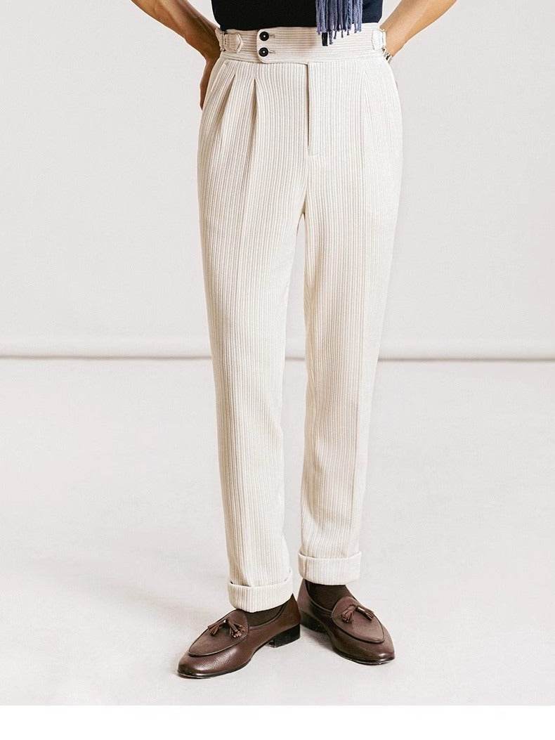 Pantalon de costume en velours côtelé pour homme, coupe droite, pour l'automne - Droxev
