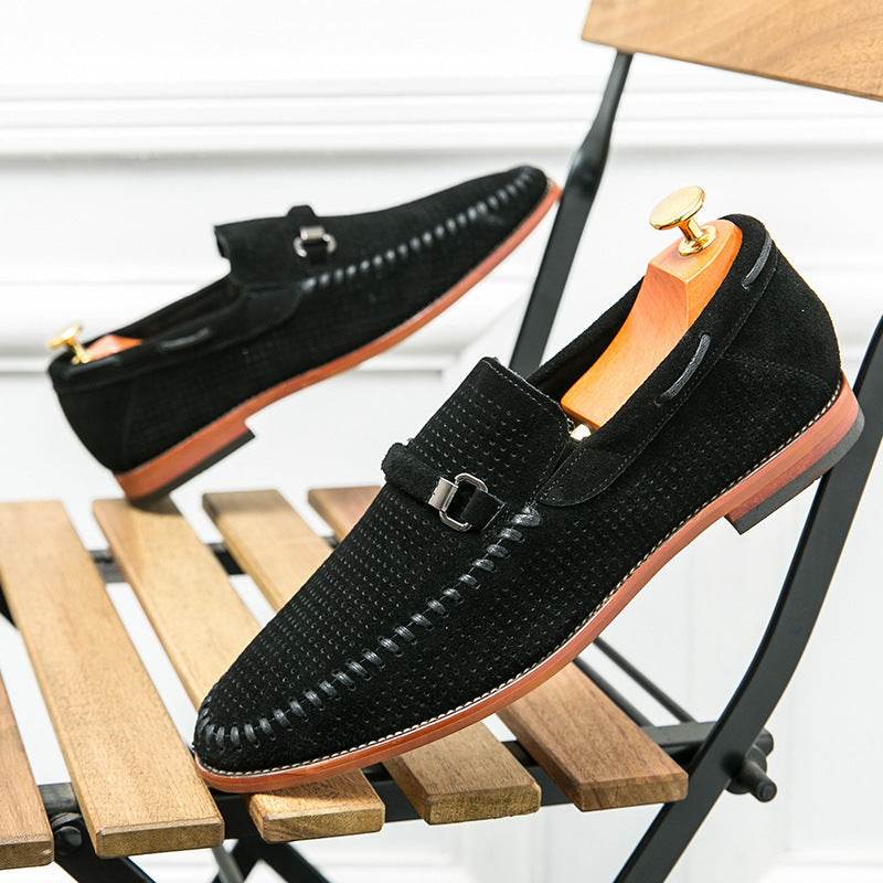 Chaussures à enfiler en cuir respirantes et résistantes au poinçonnage, style britannique - Droxev
