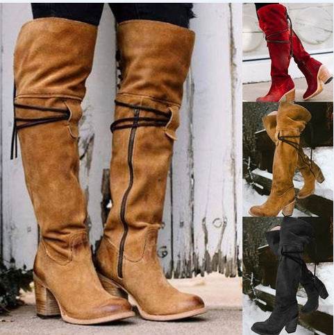 Bottes chaudes d'automne et d'hiver, bottes au-dessus du genou, bottes longues - Droxev