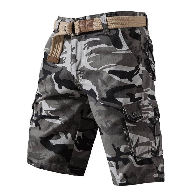 Salopette d'été en pur coton délavé, short camouflage pour homme - Droxev
