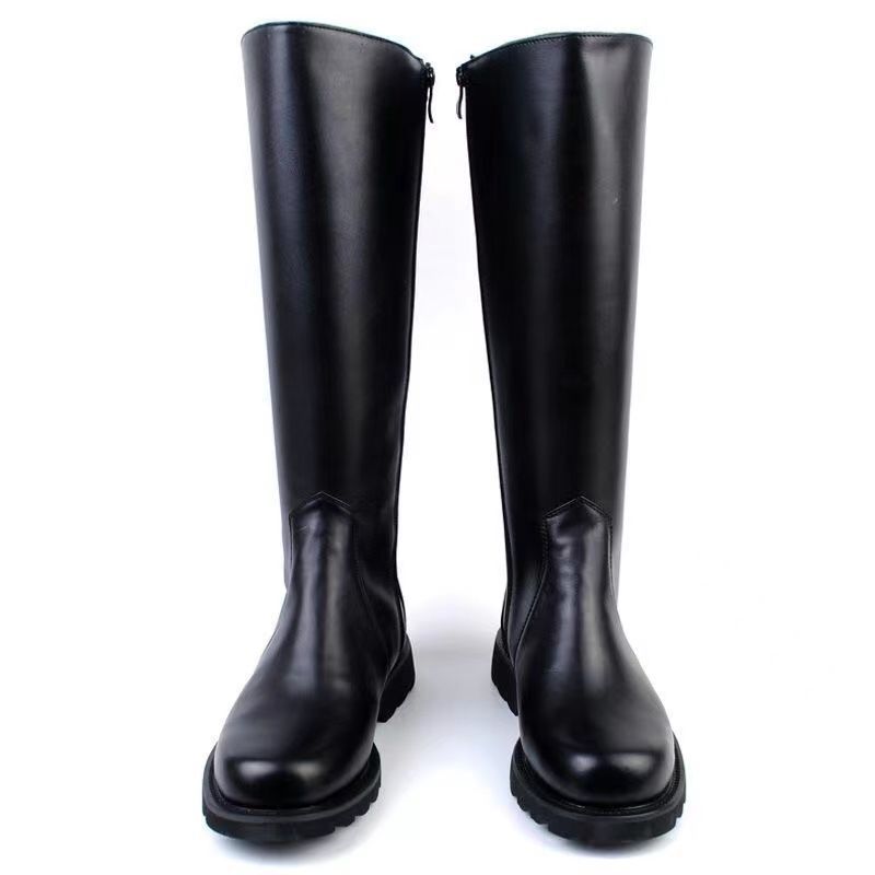 Bottes longues minimalistes en cuir de couleur unie pour hommes