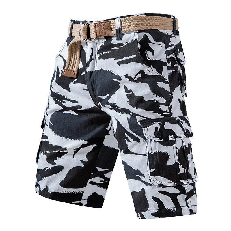 Salopette d'été en pur coton délavé, short camouflage pour homme - Droxev