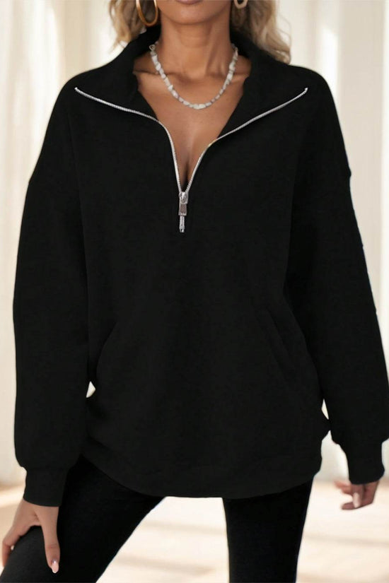 Sweat à capuche à col montant et demi-zip - Droxev