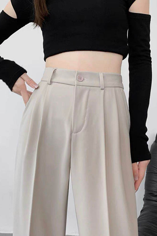 Pantalon de costume décontracté taille haute à jambe droite - Droxev