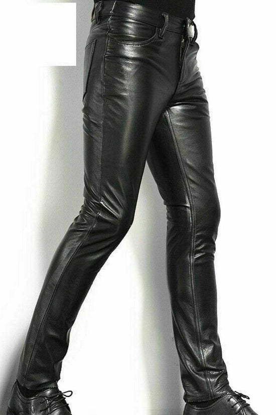 Pantalons longs en cuir pour hommes à la mode - Droxev