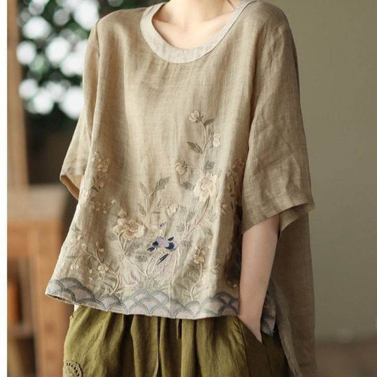 Pull à col rond coloré avec haut brodé Art rétro - Droxev