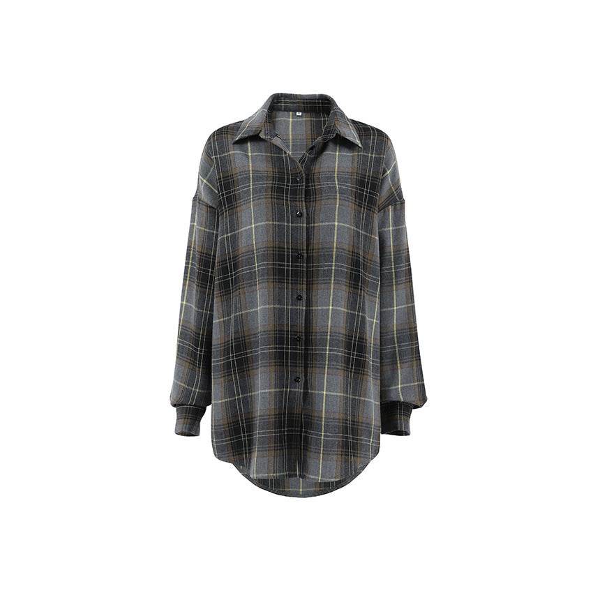 Chemise à manches longues à la mode rétro ample - Droxev