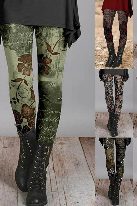Leggings amincissants imprimés style rétro ethnique pour femmes - Droxev
