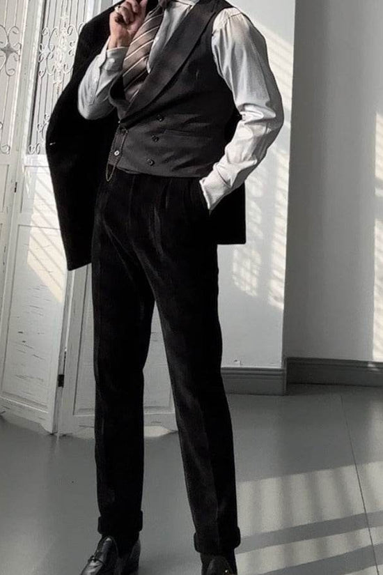 Pantalon de costume en velours côtelé pour homme, coupe droite, pour l'automne - Droxev