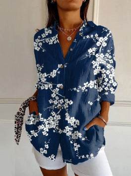 Chemise à manches longues pour femme, tendance estivale, imprimé 3D à motif floral - Droxev