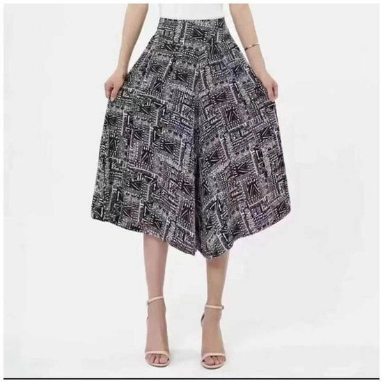 Capris à jambes larges, taille haute, slim et décontracté, imprimé - Droxev