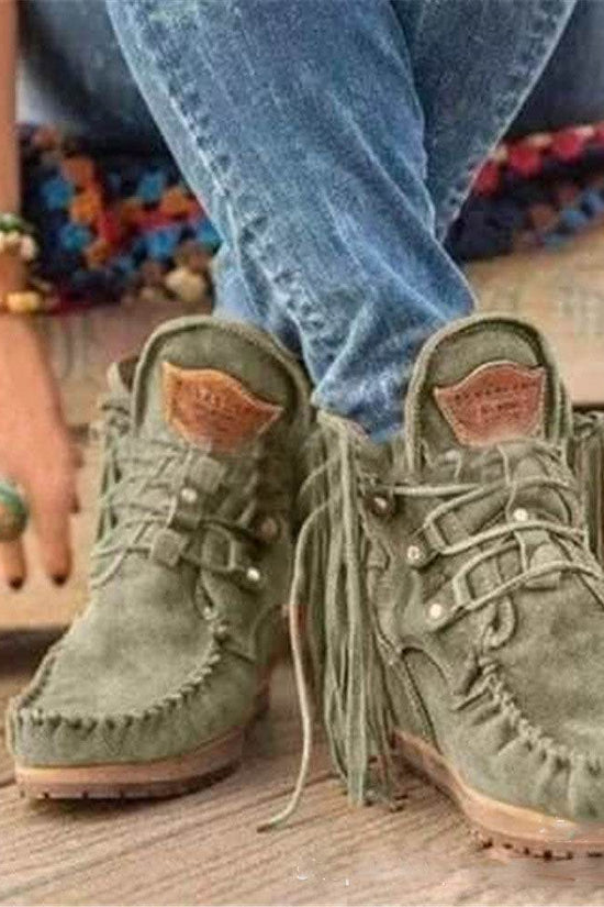 Bottes courtes à franges pour femmes, simples et tendance - Droxev
