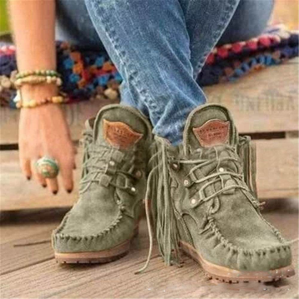 Bottes courtes à franges pour femmes, simples et tendance - Droxev