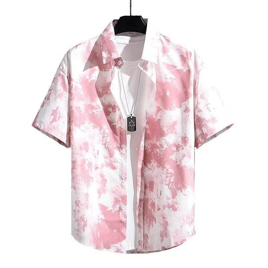 Chemise d'été respirante en soie glacée imprimée haut de gamme pour homme - Droxev