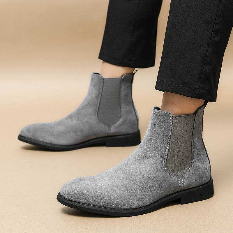Chaussures pointues en cuir pour hommes : bottines Chelsea britanniques pointues - Droxev
