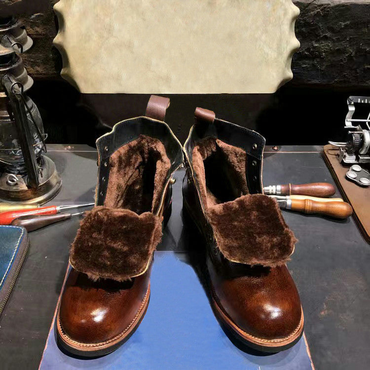 Bottes Martin rétro en cuir pour homme, hiver