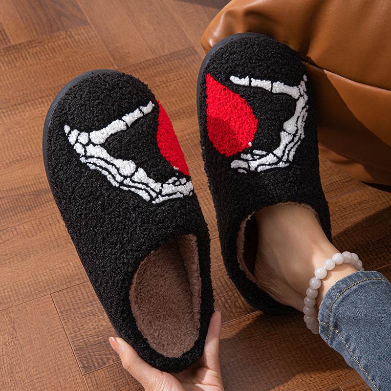 Chaussons de chambre à coucher en coton à semelle souple, chaussures chaudes d'hiver pour femmes et hommes - Droxev