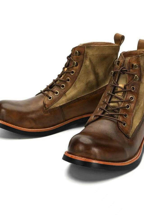 Bottes Martin rétro en cuir pour homme, hiver - Droxev