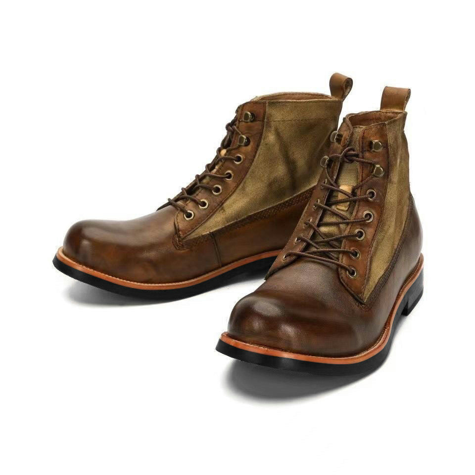 Bottes Martin rétro en cuir pour homme, hiver