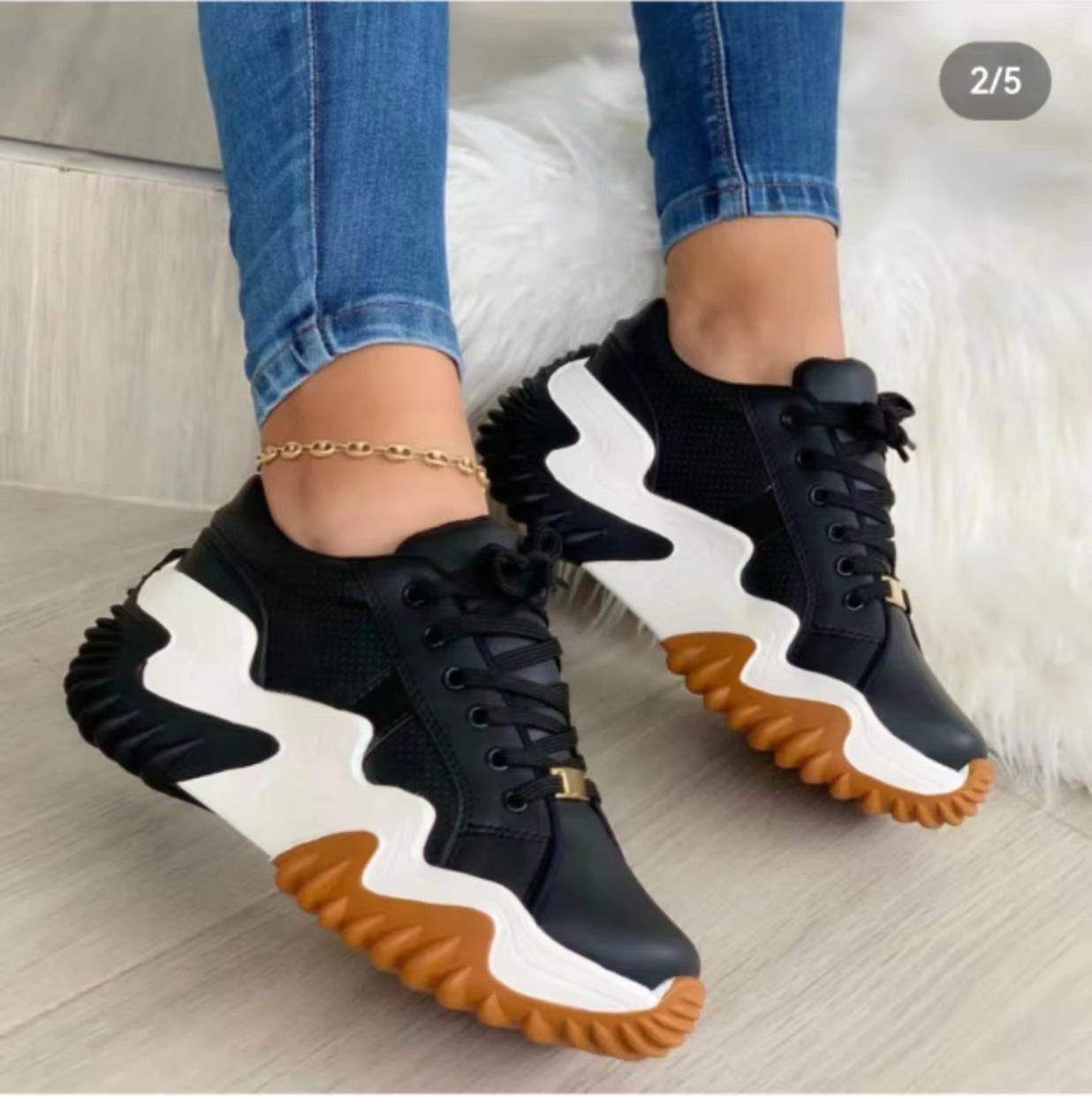 Chaussures de papa à semelles épaisses et dentelées - Droxev
