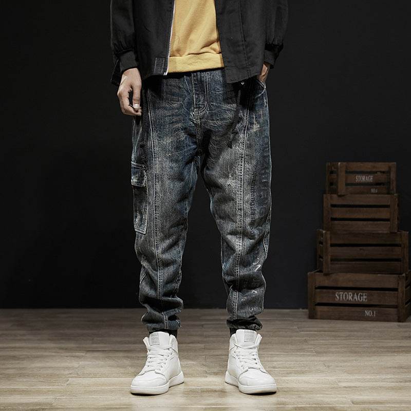 Salopette en jean ample de marque tendance, coupe droite - Droxev