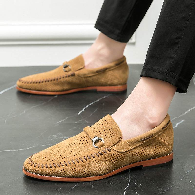 Chaussures à enfiler en cuir respirantes et résistantes au poinçonnage, style britannique - Droxev