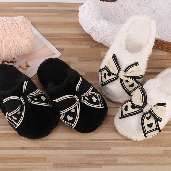 Pantoufles à nœud pour femmes, chaussures de maison chaudes et antidérapantes - Droxev