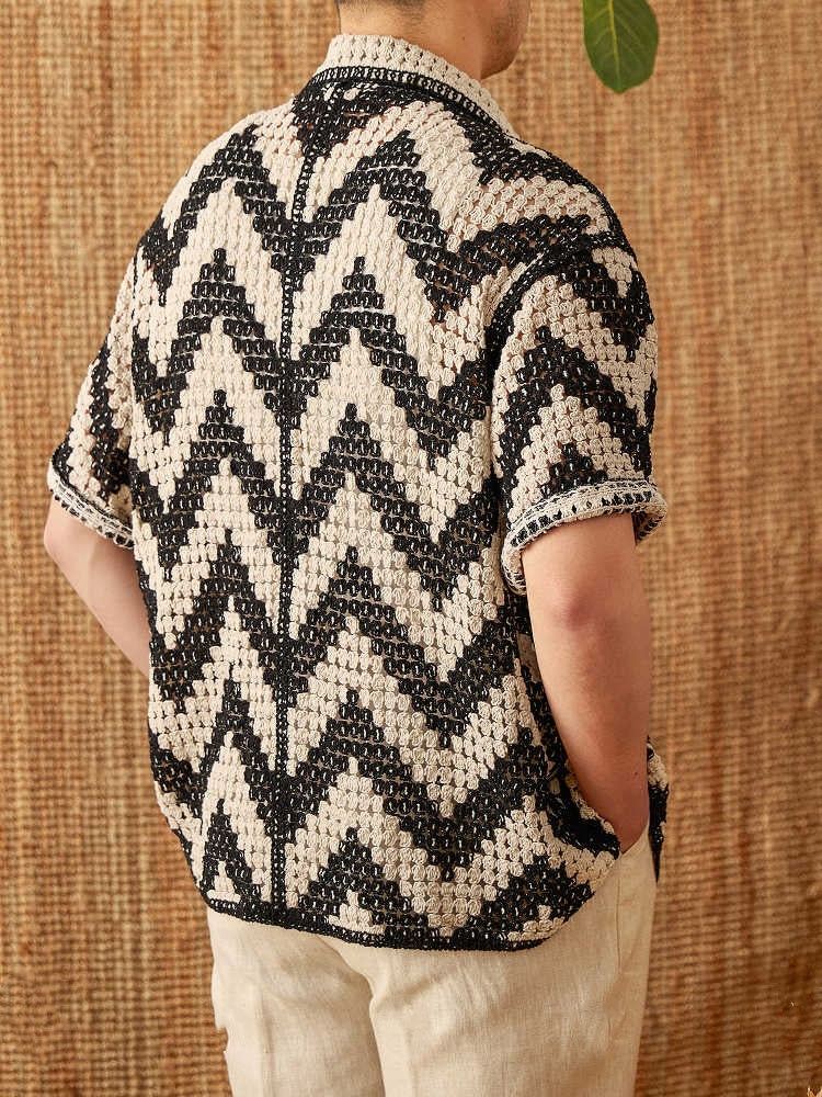 Cardigan de plage tricoté à manches courtes, haut décontracté et ample