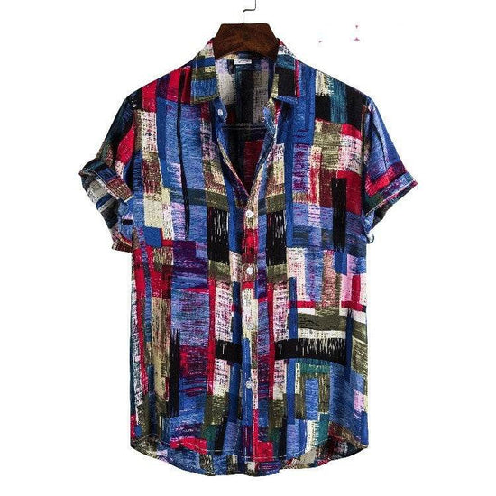 Chemise décontractée à manches courtes et revers pour homme - Droxev