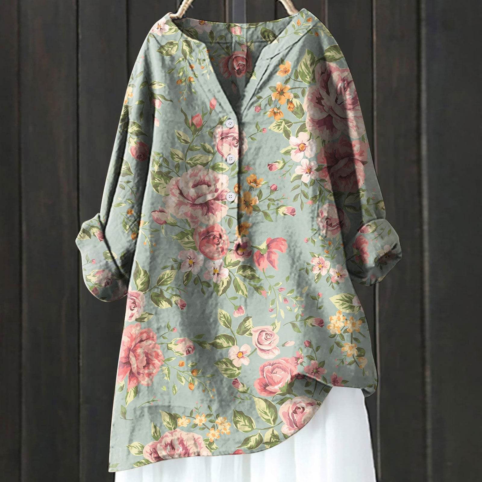 Chemise assortie en lin confort imprimé - Droxev
