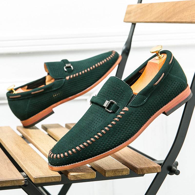 Chaussures à enfiler en cuir respirantes et résistantes au poinçonnage, style britannique - Droxev