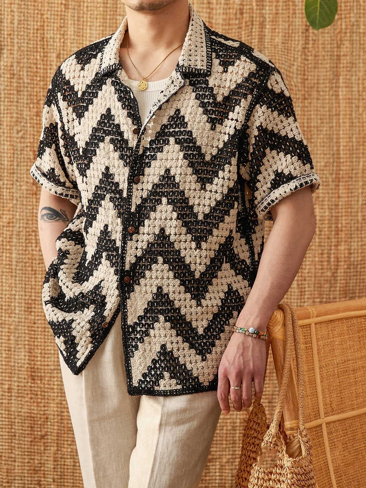 Cardigan de plage tricoté à manches courtes, haut décontracté et ample