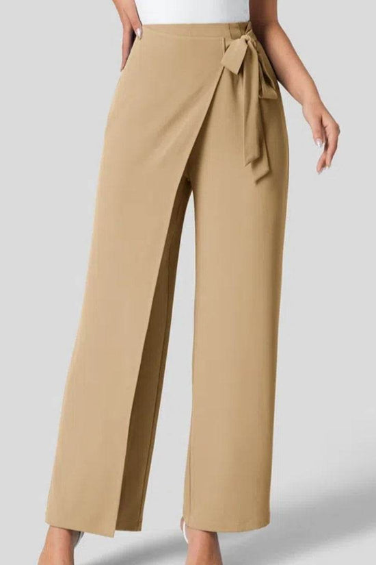 Pantalon large taille haute pour femme avec fermeture éclair invisible sur le côté - Droxev