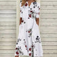 Robe longue décontractée ample à col en V et poches imprimées pour femme