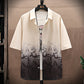 Chemise d'été en soie glacée fine, t-shirt à col ample, type d'engraissement, homme gros