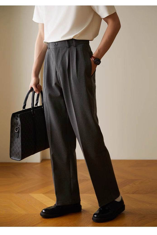 Pantalon décontracté drapé droit et élastique pour le travail - Droxev