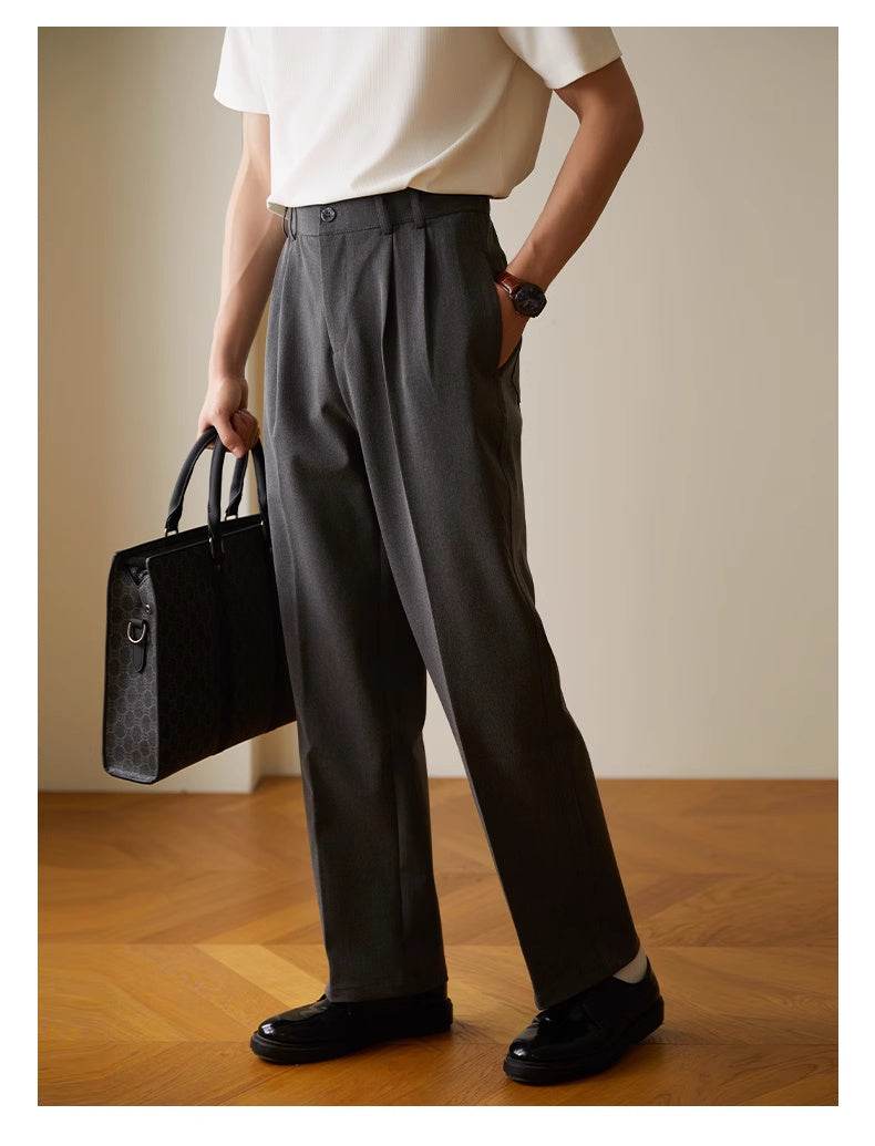 Pantalon décontracté drapé droit et élastique pour le travail - Droxev