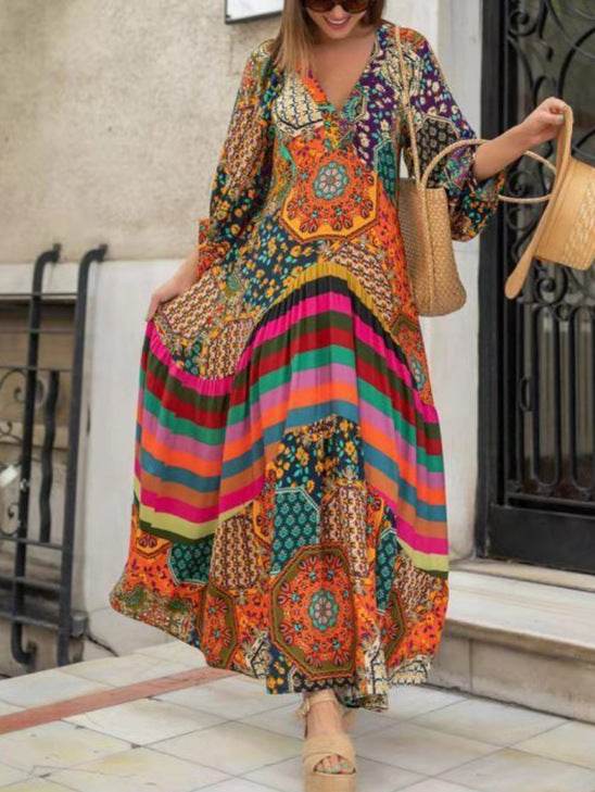 Robe extra longue de style ethnique pour femmes - Droxev