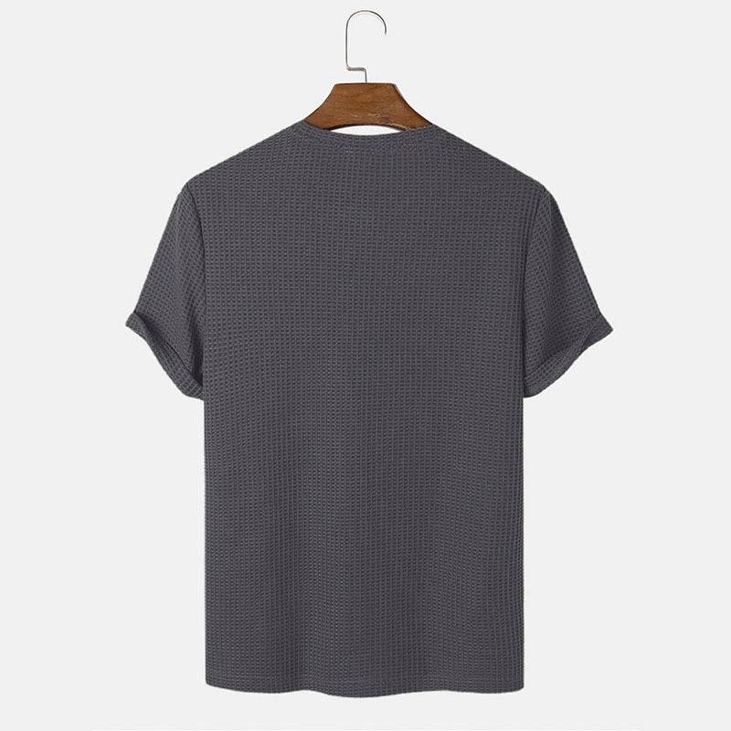 T-shirts basiques d'été à col rond et couleur unie pour hommes - Droxev