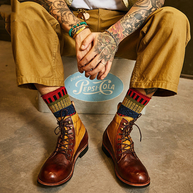 Bottes Martin rétro en cuir pour homme, hiver