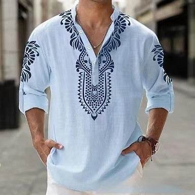 Chemise de plage décontractée à manches longues pour homme - Droxev